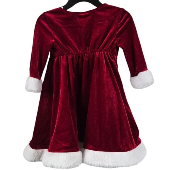 Baby Girl Red Santa Dress & Capelet 18M Faux Fur Velour Christmas Holiday Cape - Picture 5 of 12